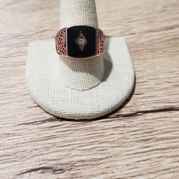 Men's 14k Rose Gold Plated White Sapphire ring - Picture 12 of 15